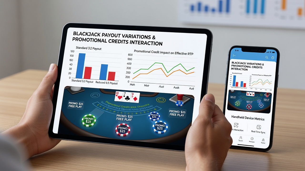 Mobile app interface showing blackjack game with active promotional credit balance and payout options