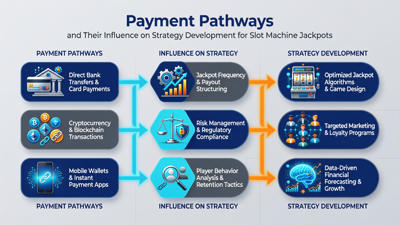 Diagram showing how payment methods interact with slot jackpot strategy timelines